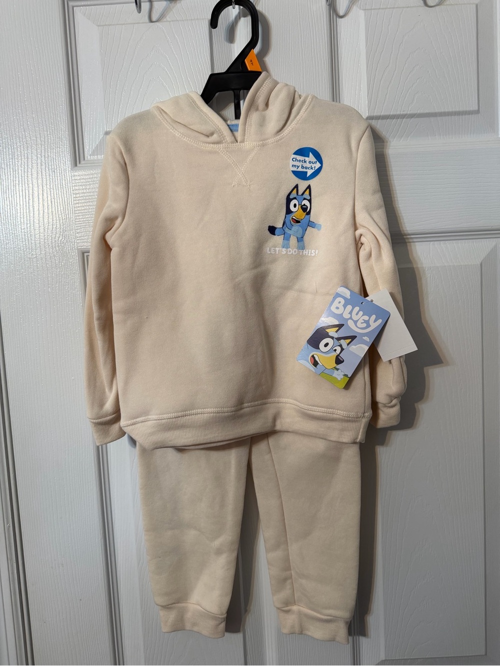Bluey Cream Hoodie & Jogger Set - Bluey Patch Graphic